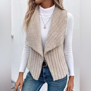 Cozy Fleece Open Front Vest Coat 10010015391